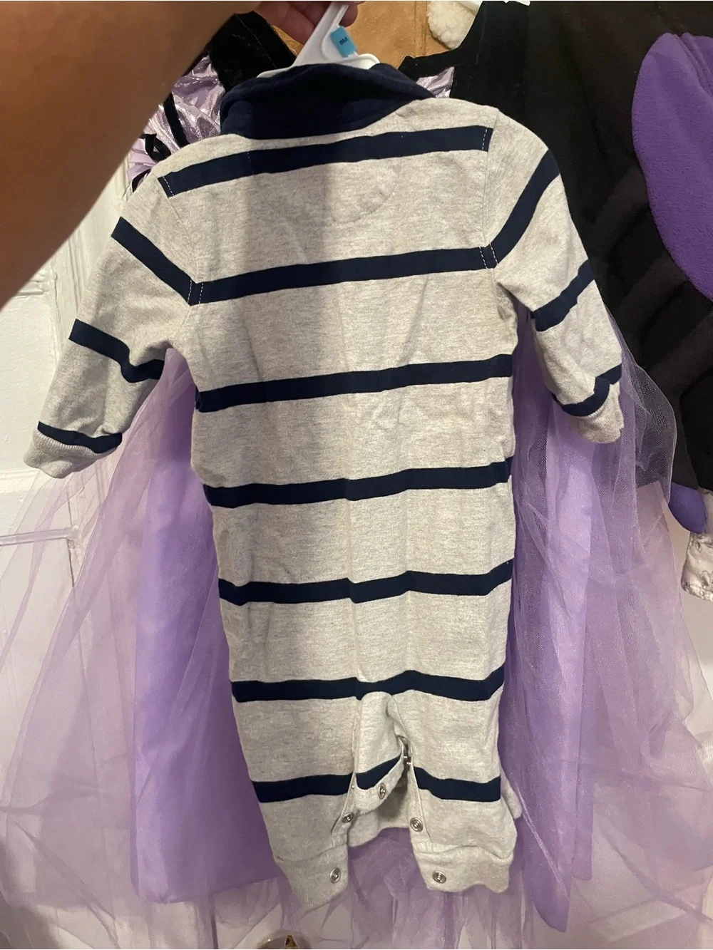 Ralph Lauren Gray and Navy Striped Polo One-Piece